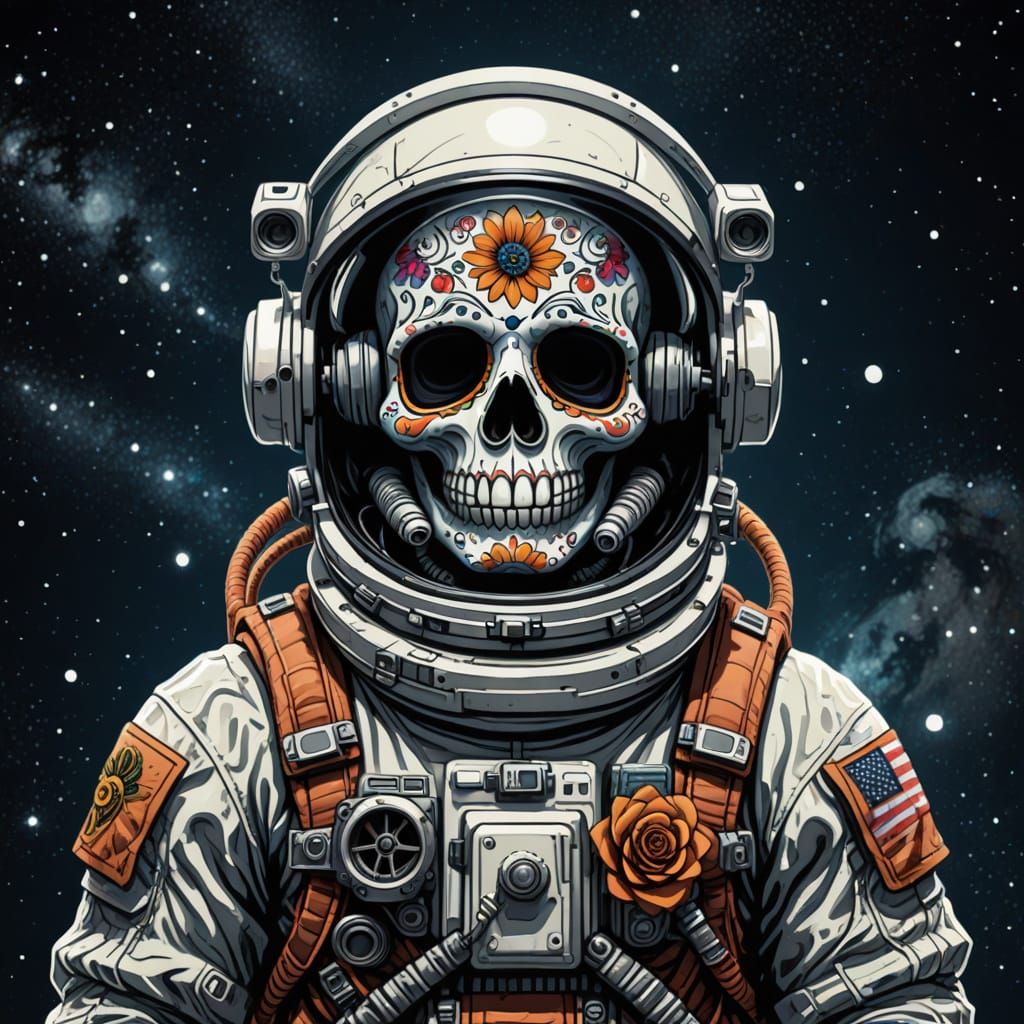 Day of the Dead Astronaut Art