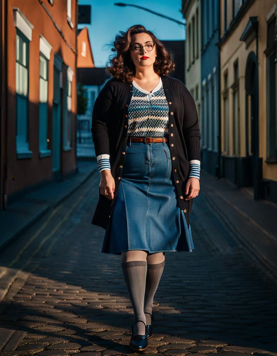 Brunette Woman in City, Photorealistic Portrait