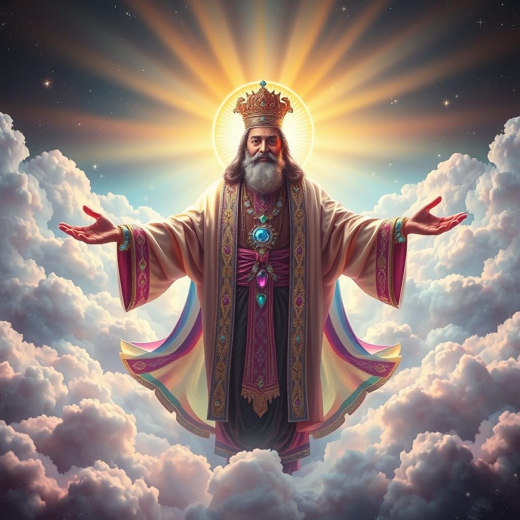 Majestic Cosmic Figure Radiating Joy and Hope