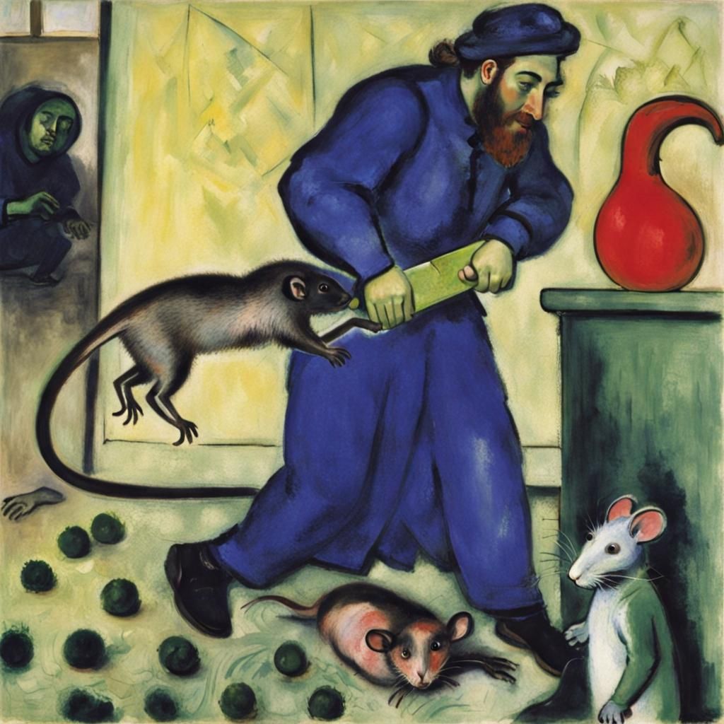 Surreal Rat Deception Inspired by Early 20th Century Masters
