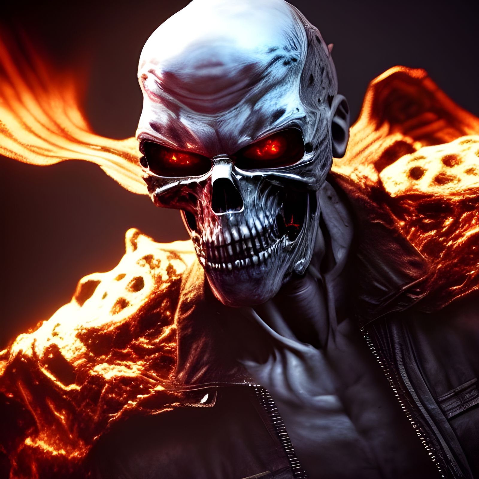 Ghost Rider Terminator in Biopunk Earth Art Style