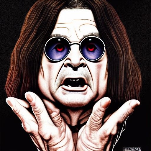 Ozzy Osbourne Portrait in Hyperrealistic Style