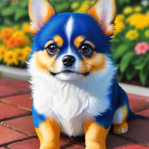 Vibrant Watercolor Dog Portrait in Sunny Garden