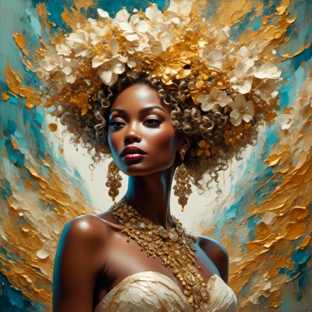 Elegant French-Jamaican Woman in Surreal Digital Art