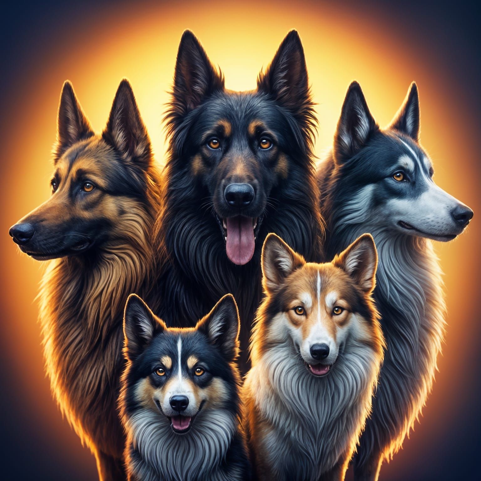 Herding Dog Breeds as 3D Digital Art