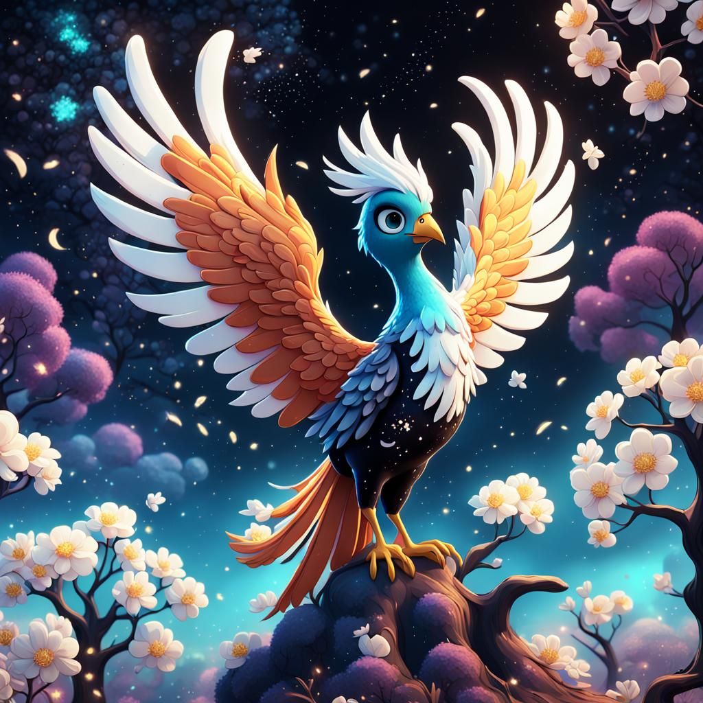 Phoenix in Wonderland Style Splatter Art