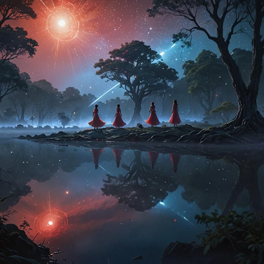 Mystic Island Forest: 3D Anime Comet Art