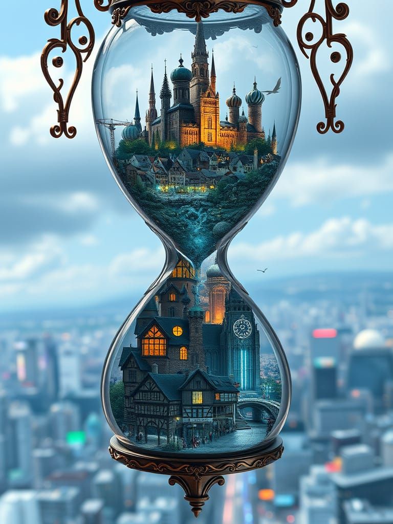 Medieval Futurism Hourglass: Old Meets New