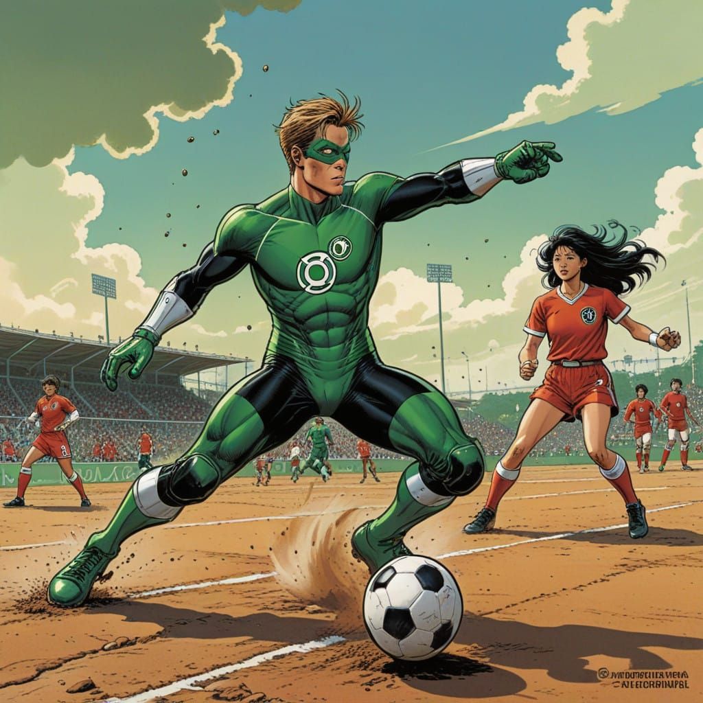 Comic Book Soccer Hero in Action