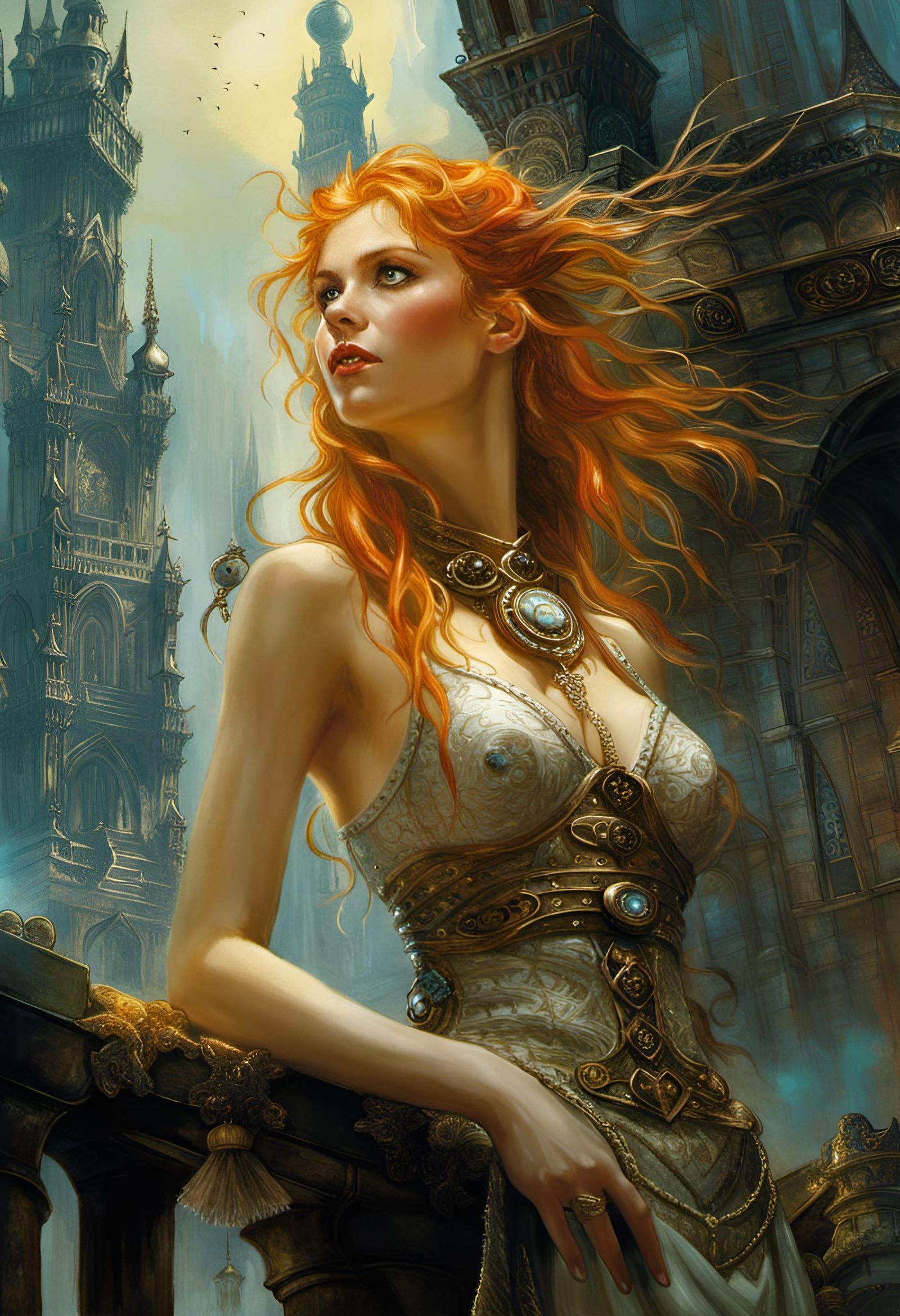 Ginger Wizard Summons Demon: Hyperrealistic Digital Art