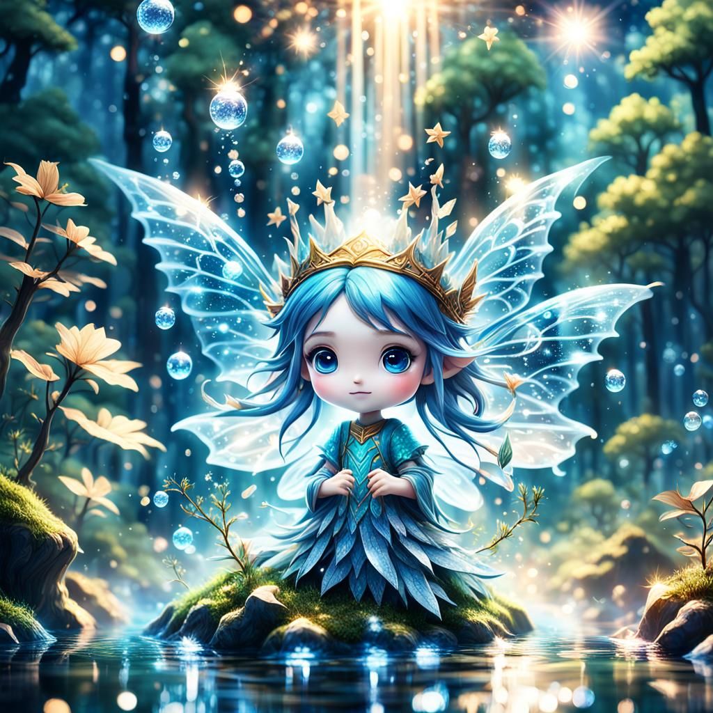 Chibi Water Fairy in a Magical Forest