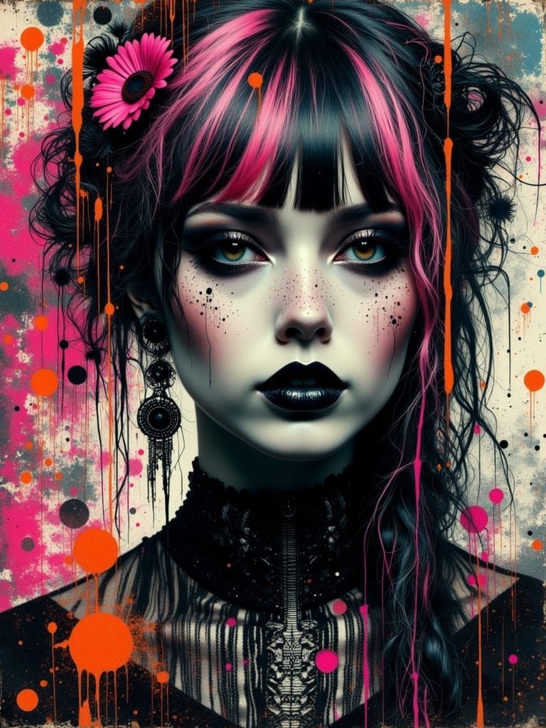 Gothic Abstract Portrait of a Young Woman