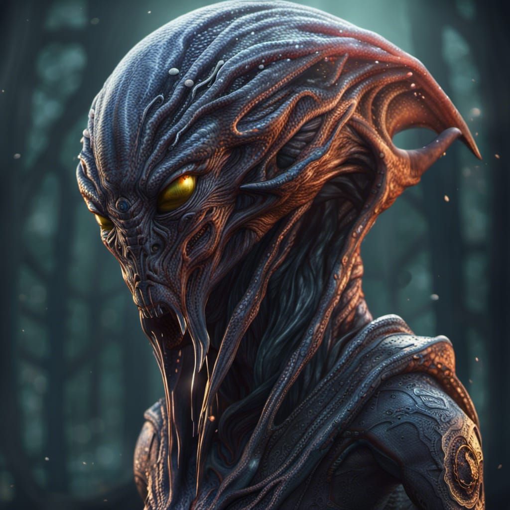 Hooded Alien Creature in Detailed Matte Painting