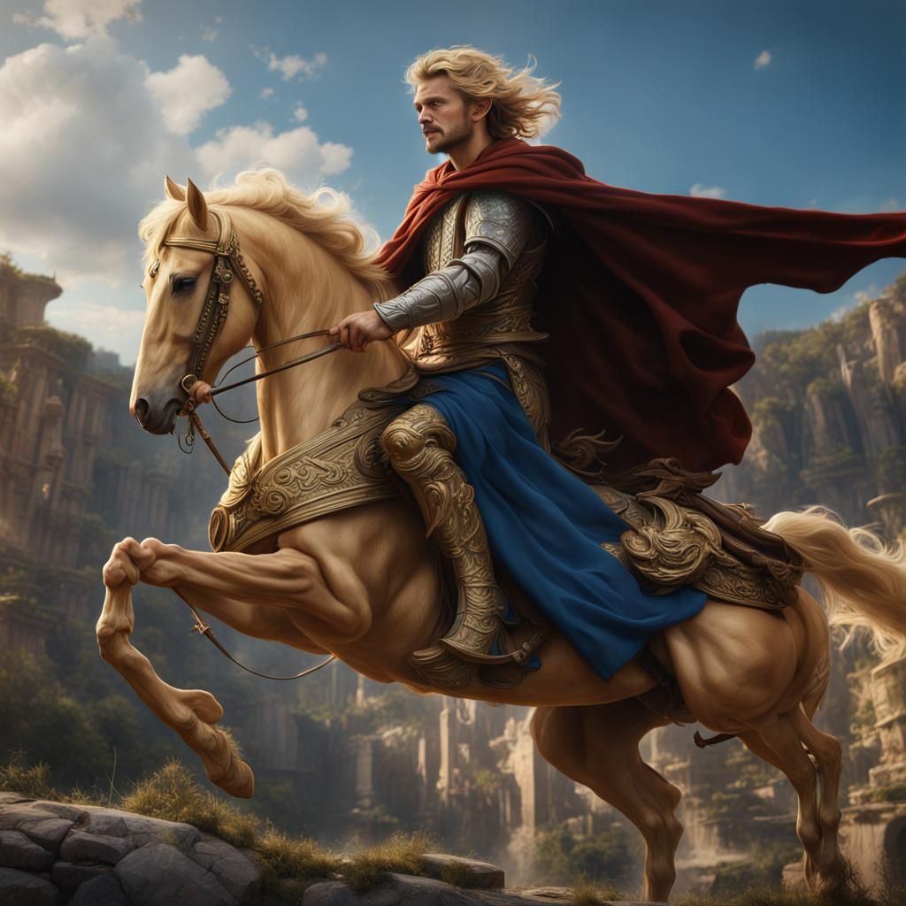 Boy on Pegasus: Detailed Fantasy Art