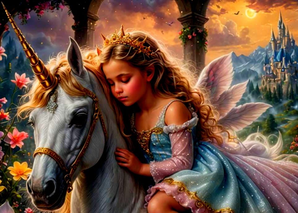 Baby Princess and Unicorn: Hyperrealistic Cinematic Fantasy