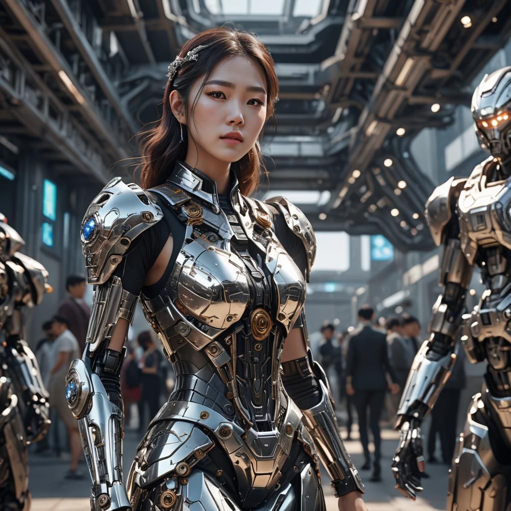 Korean Girl at Charity Event in Sci-Fi Style