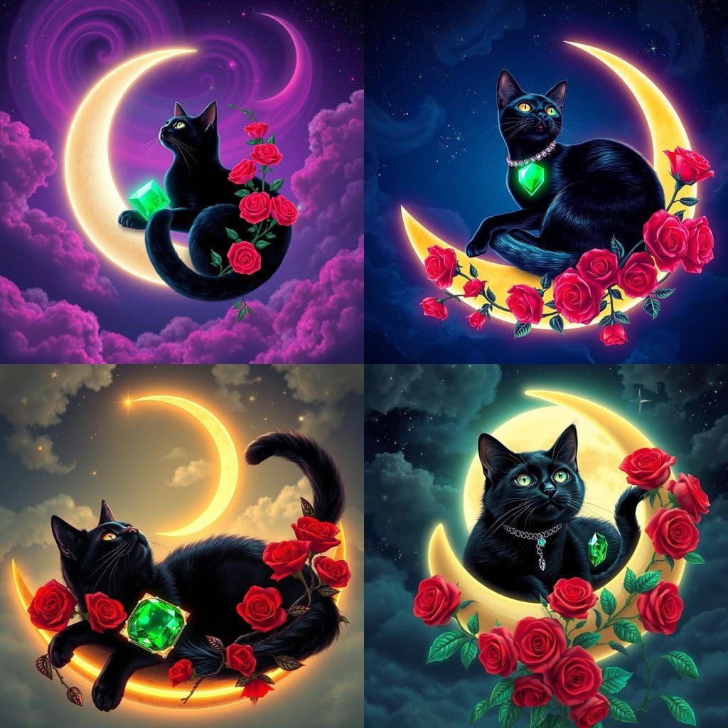 Cyberpunk Feline Amidst Celestial Bloom