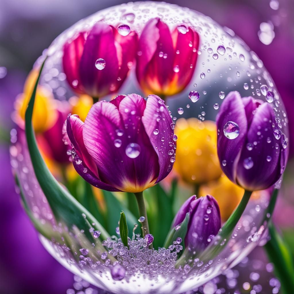 Surreal Macro Tulips in Amethyst Globe
