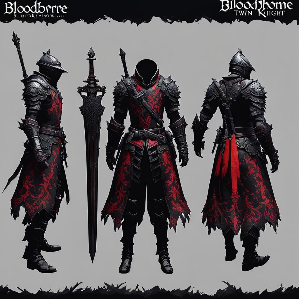 Bloodborne Inspired Twin Knights in Black and Red Armor