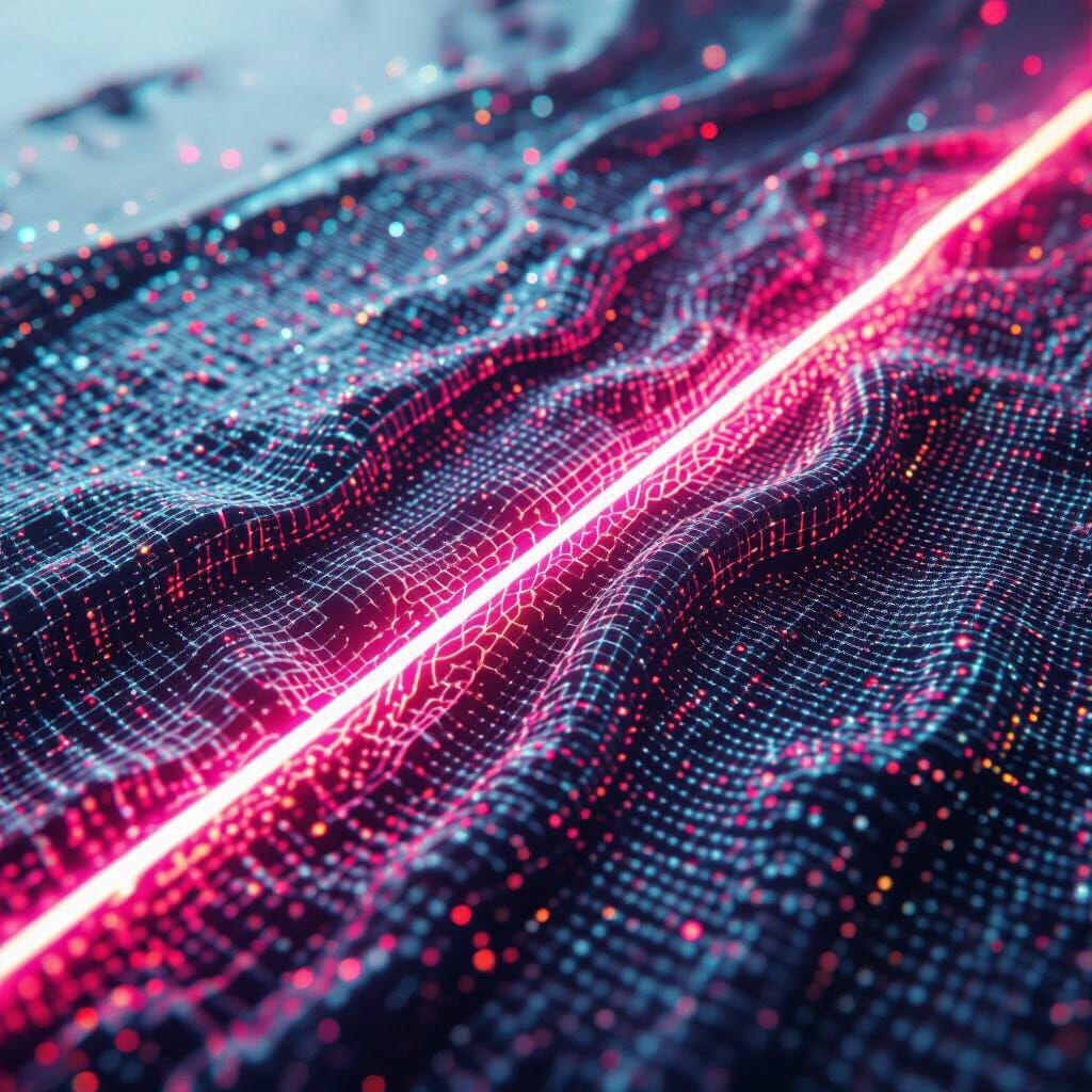 Glowing Thread in Synthwave Style with Intricate Texture