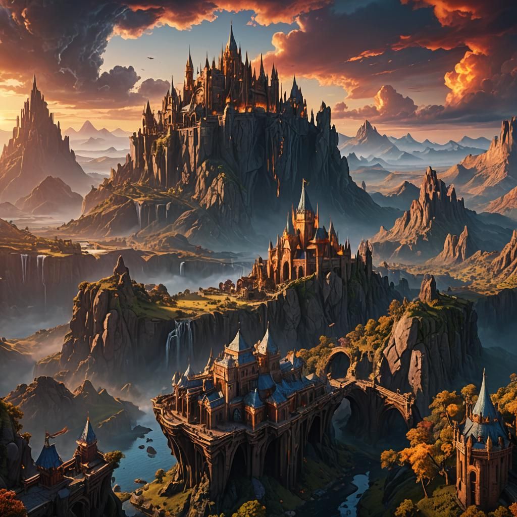 Fantastical Sunrise Sunset Matte Painting