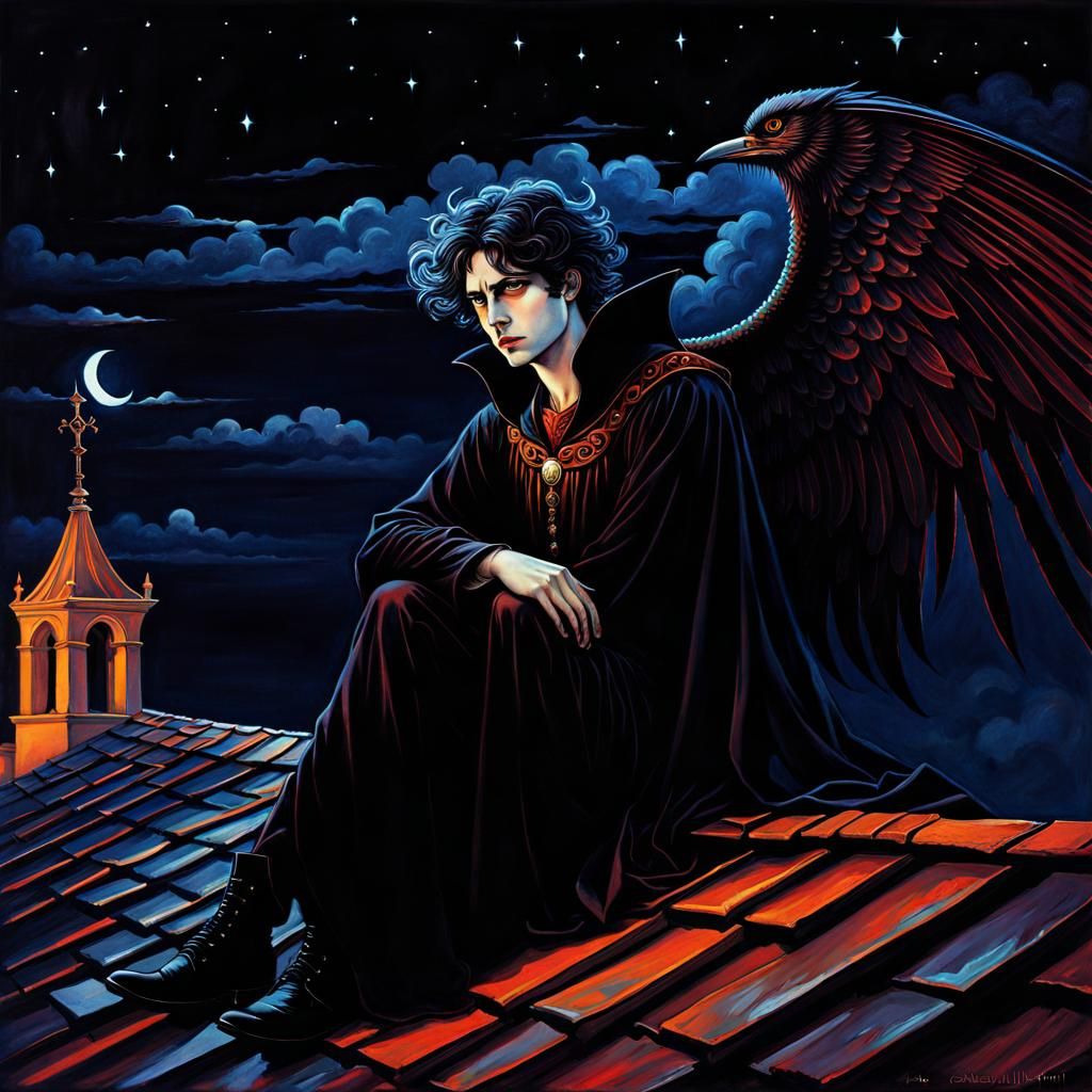 Gothic Warlock: Emo Vampire Angel on Rooftop