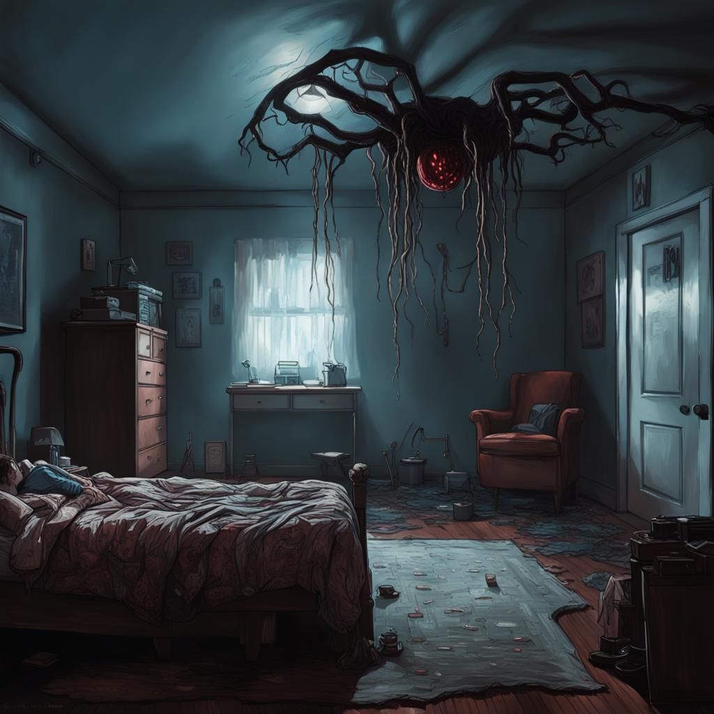 Sinister Upside-Down Bedroom from Stranger Things