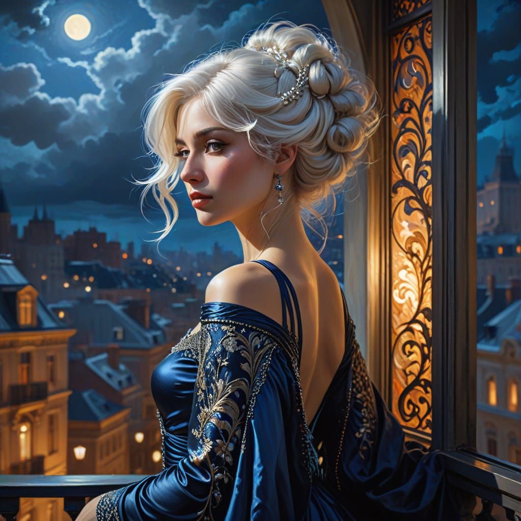 Victorian Lady in Art Nouveau Style