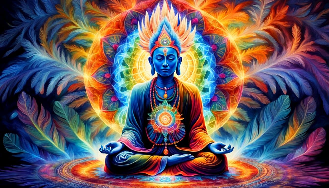 Psychedelic Ayahuasca Vision with Geometric Jungle