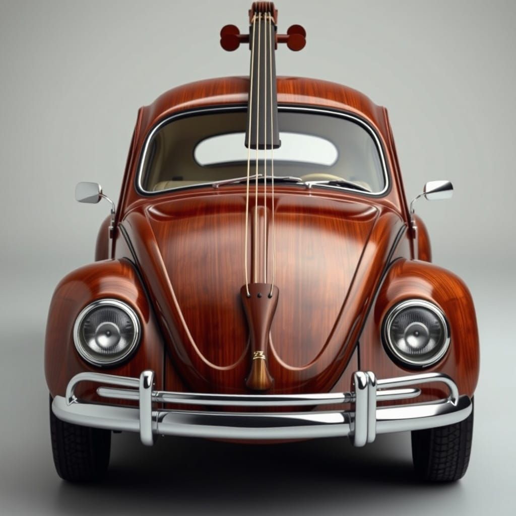Surreal Beetle Cello in Dark Walnut Wood and Chrome