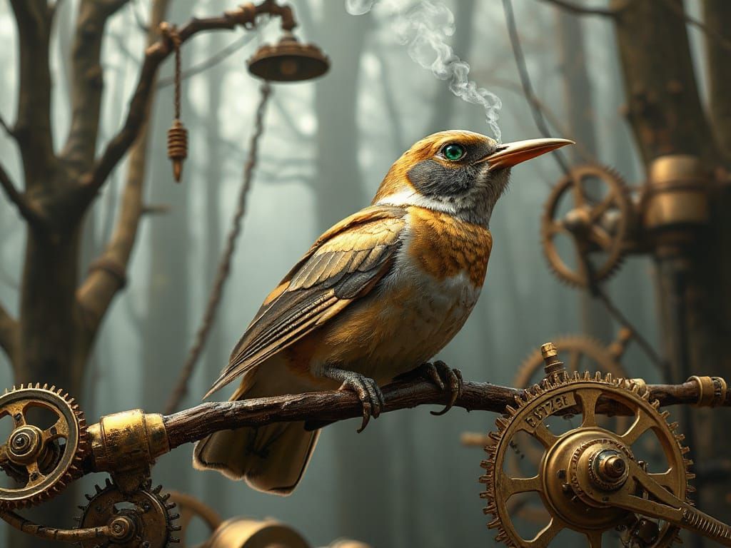 Steampunk Songbird with Clockwork Gears