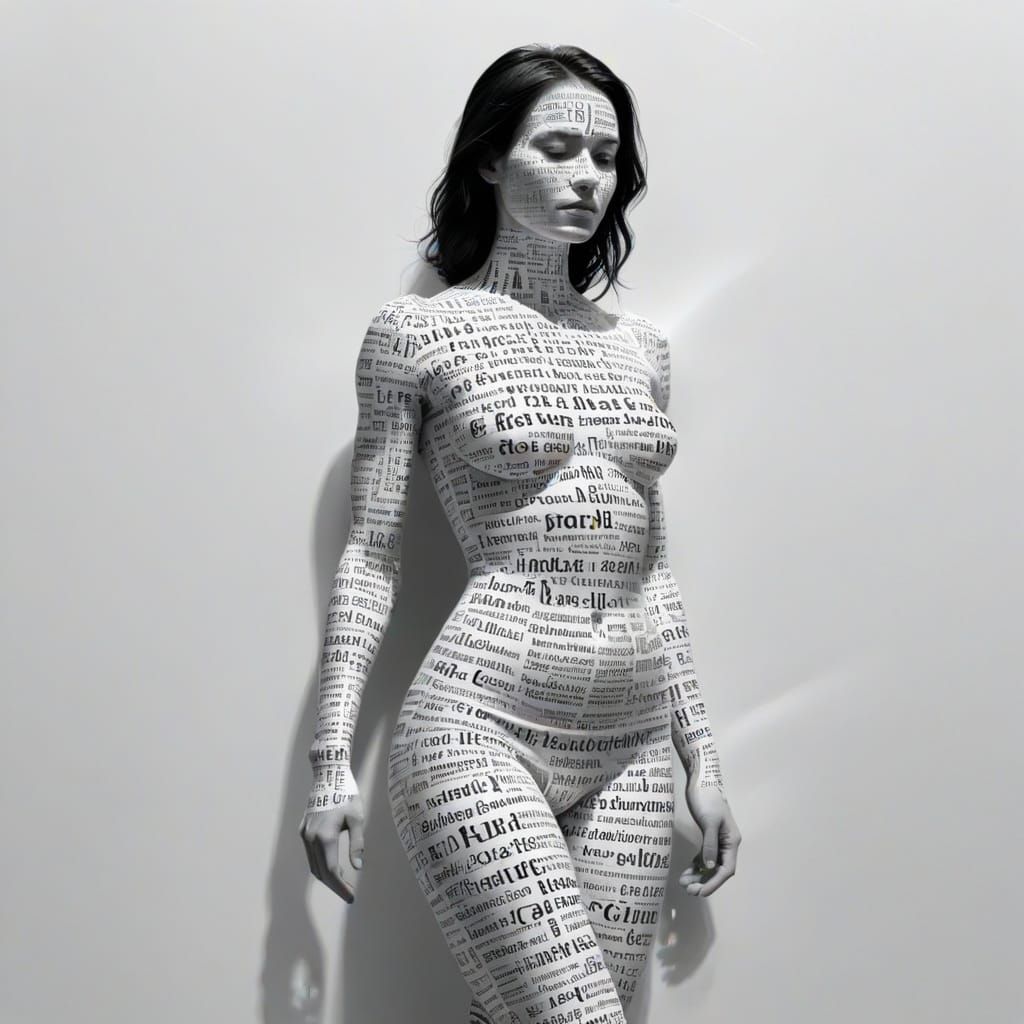 Gaussian-Smoothed Calligram Projection of Body-Suited Woman
