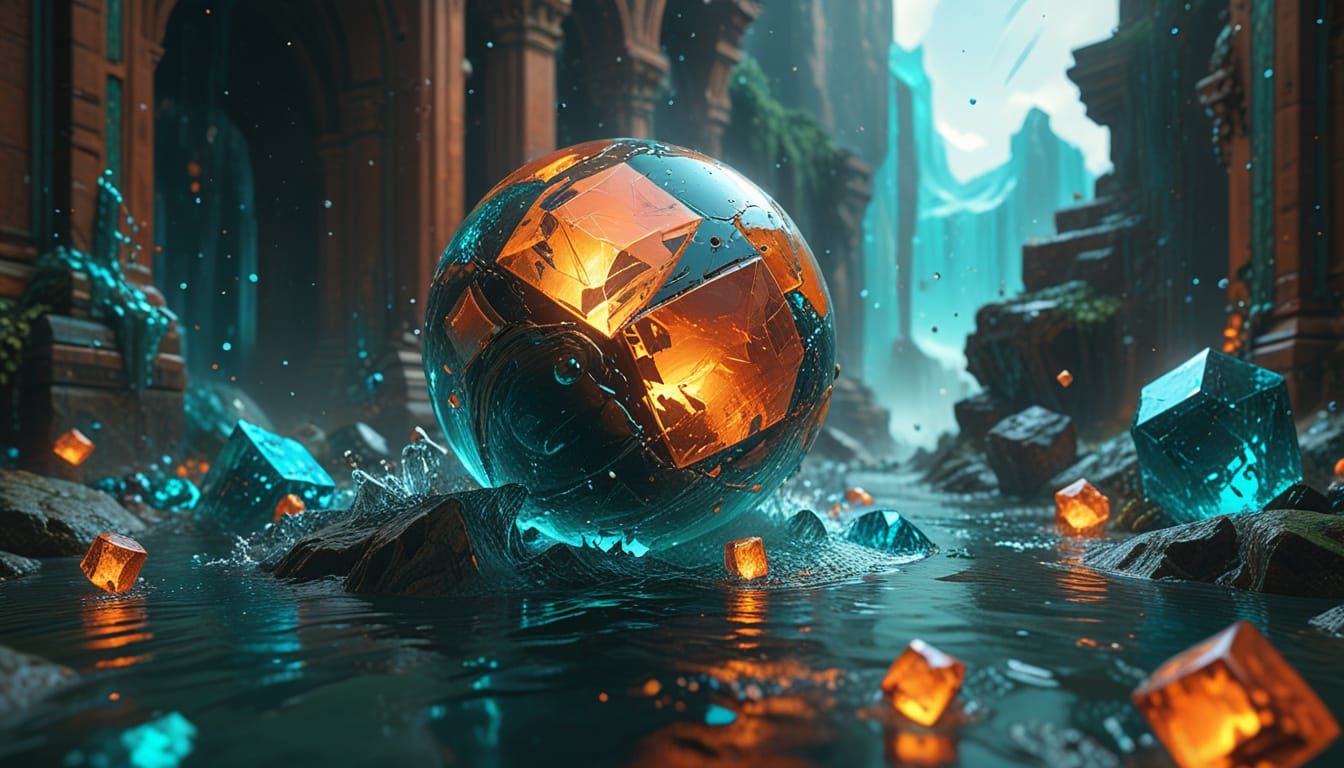 Vibrant Cube Planet in Triadic Colors