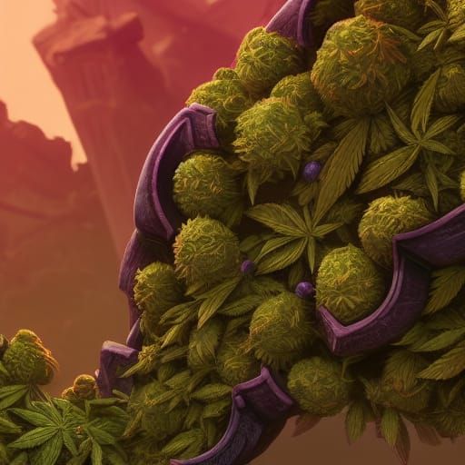 Detailed Matte Painting of Cannabis Close-Up