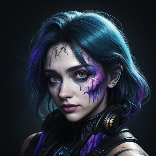 Adorable Blackberry in Cyberpunk Acid Rain