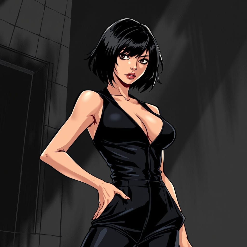 Graphic Novel Art of Confident Fujiko Mine in Film Noir Styl...