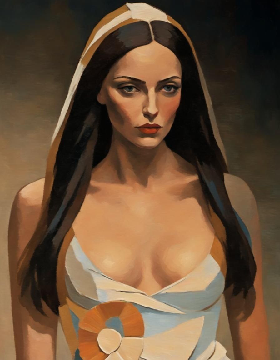 Post-Impressionist Oil Painting of a Beautiful Woman