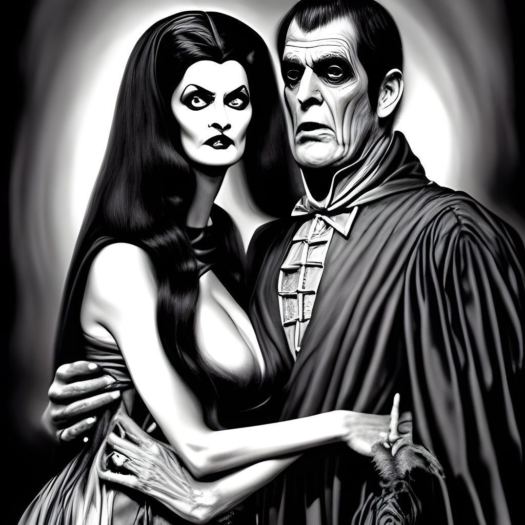 Herman and Lily Munster in Grim Fantasy Style