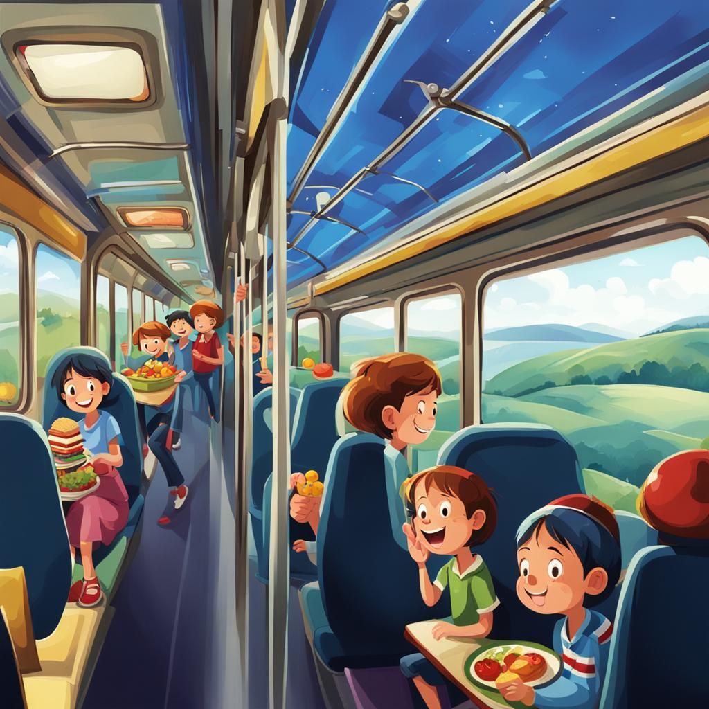 Cartoon Train Holiday Adventure with Happy Children