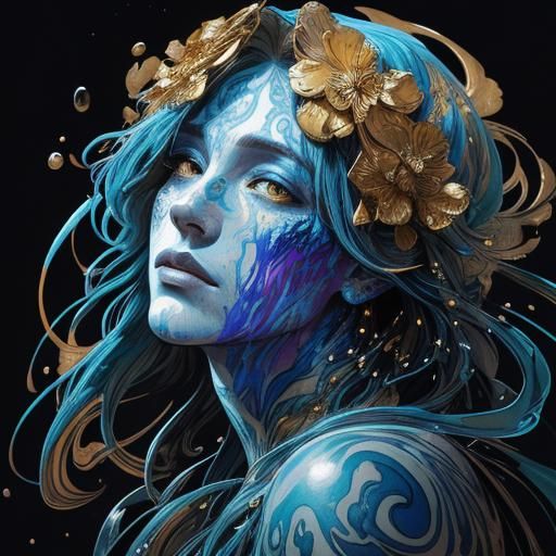 Vibrant Ink Splatter Portrait in Pollock Style