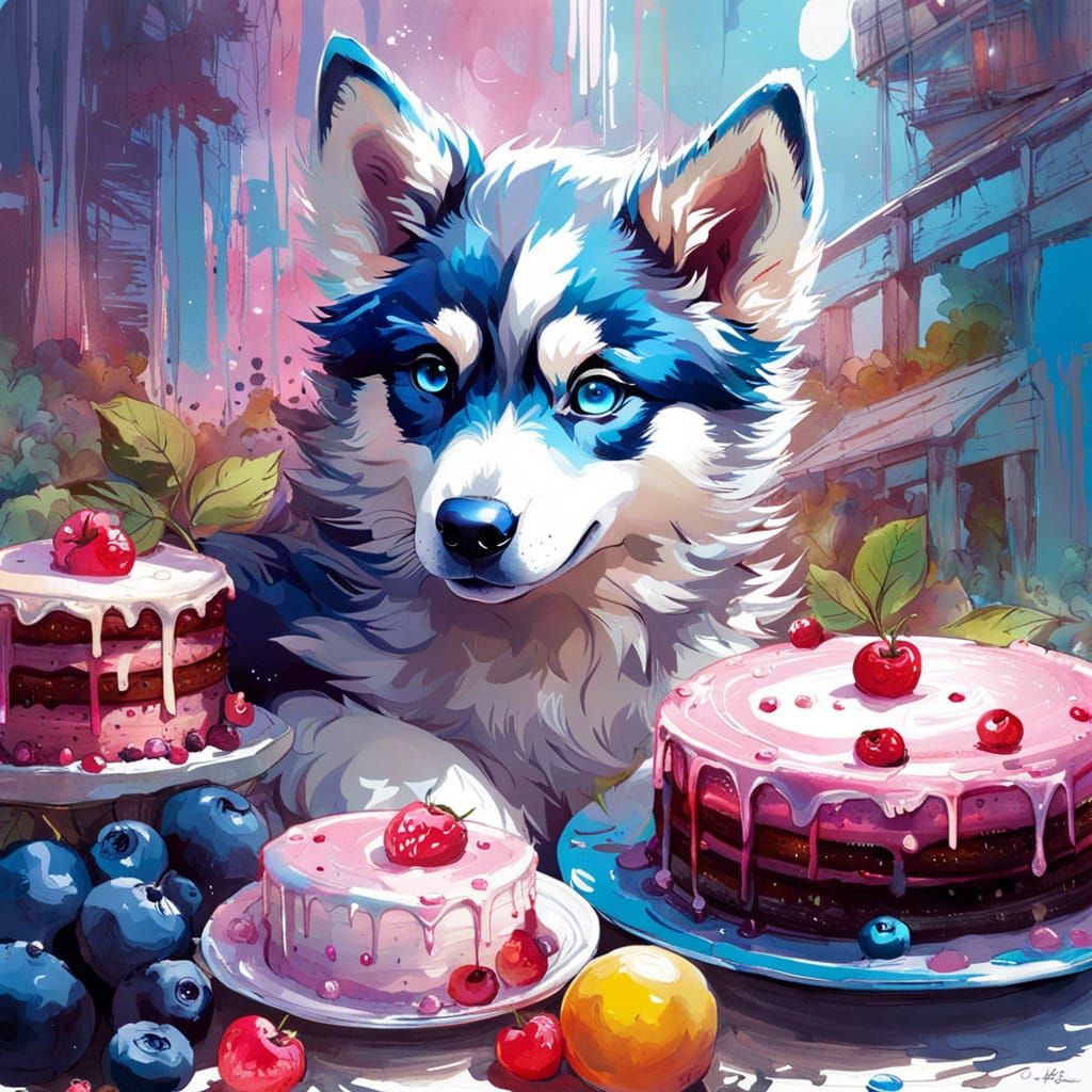 Husky Puppy and Forbidden Blueberry Cake: Concept Art