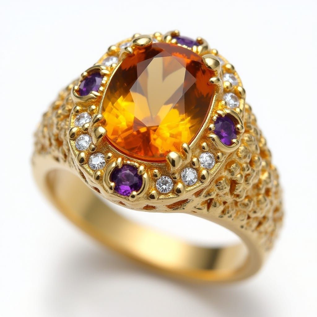 Ancient Sumerian-Inspired Men's Dress Ring in 18k Yellow Gol...