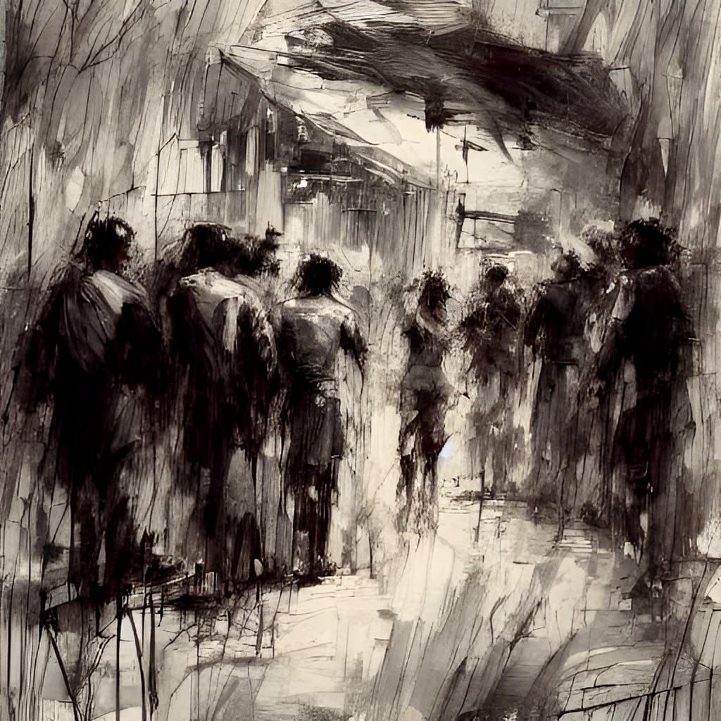 Elegant Abstract Art Piece with Dark and Light Motifs