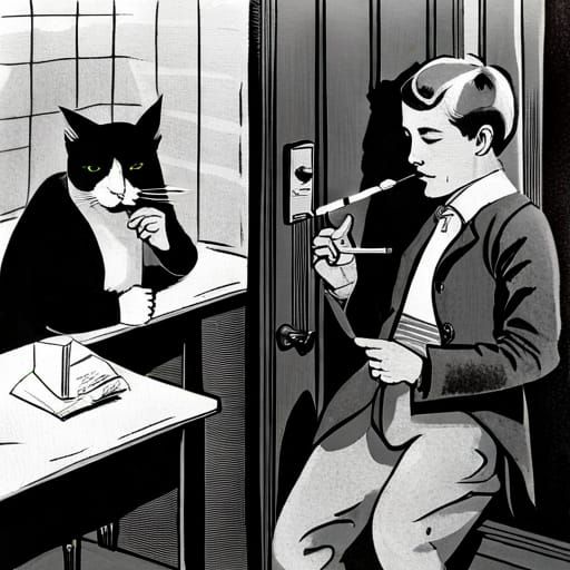 Cats Smoking in High School Restroom