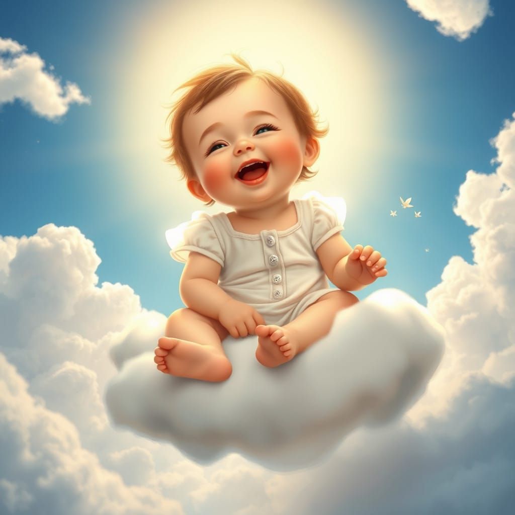 Cherubic Baby in a Serene Cloudscape