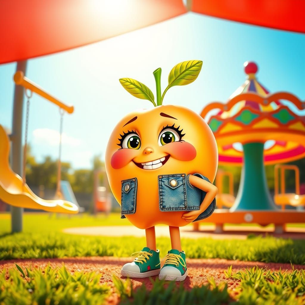 Whimsical Playground Scene in Vibrant Pixar Style