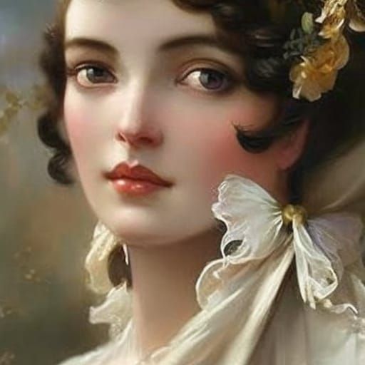 Victorian Girl Portrait in Rococo Style