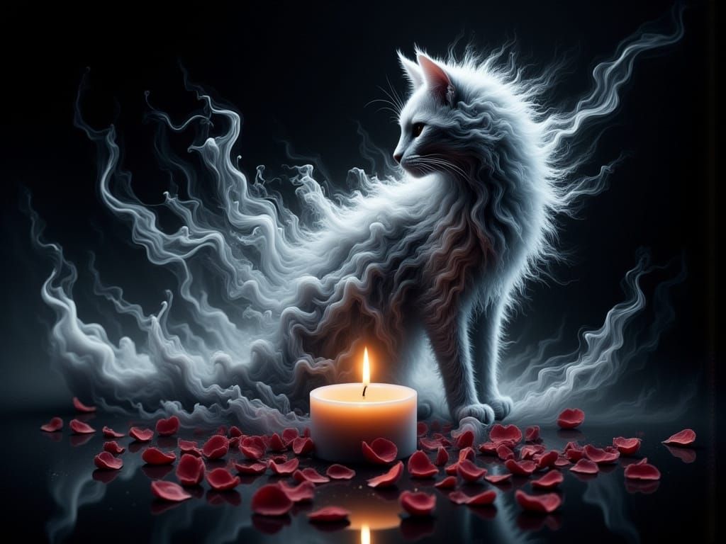 Ethereal Smoke Art of a Whimsical Cat