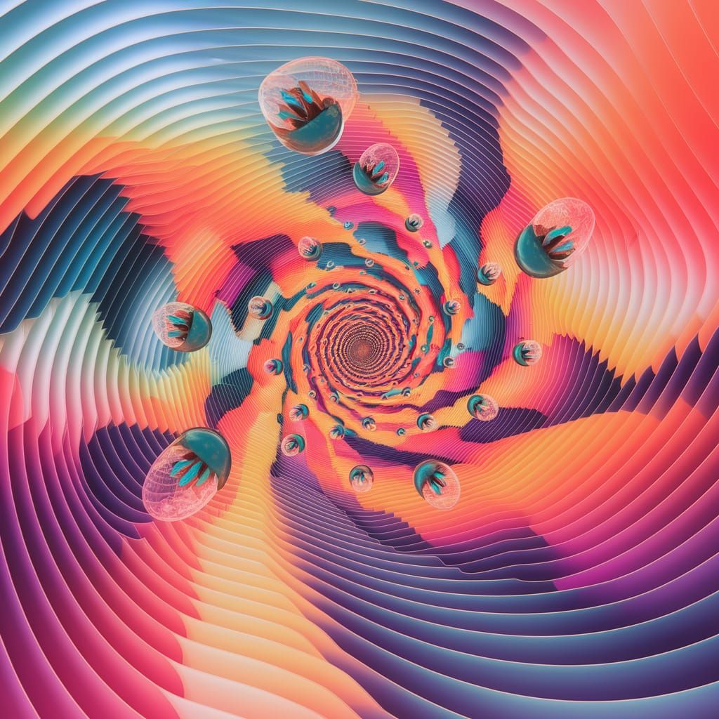 Surreal Datura Entities in Hyperbolic Geometry: 3D Render