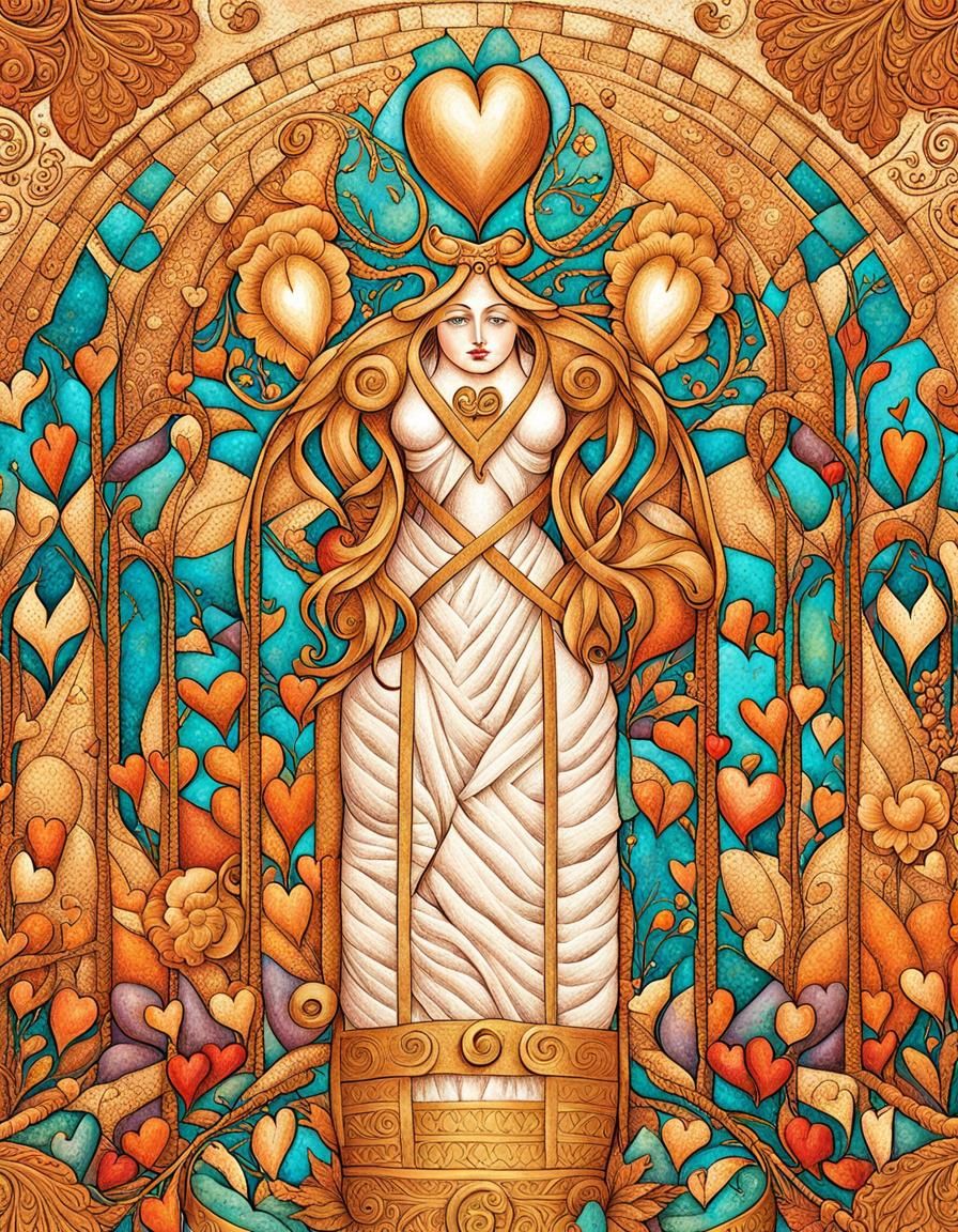 Aphrodite: Goddess of Love in Naive Style